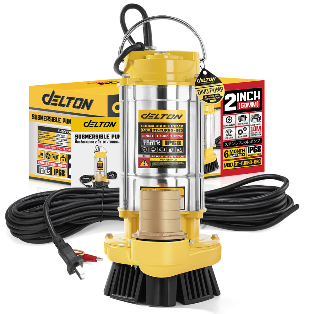 ปั๊มจุ่ม DELTON รุ่น DT-TURBO-660 ขนาด 2 นิ้ว 1.5HP 1,100W